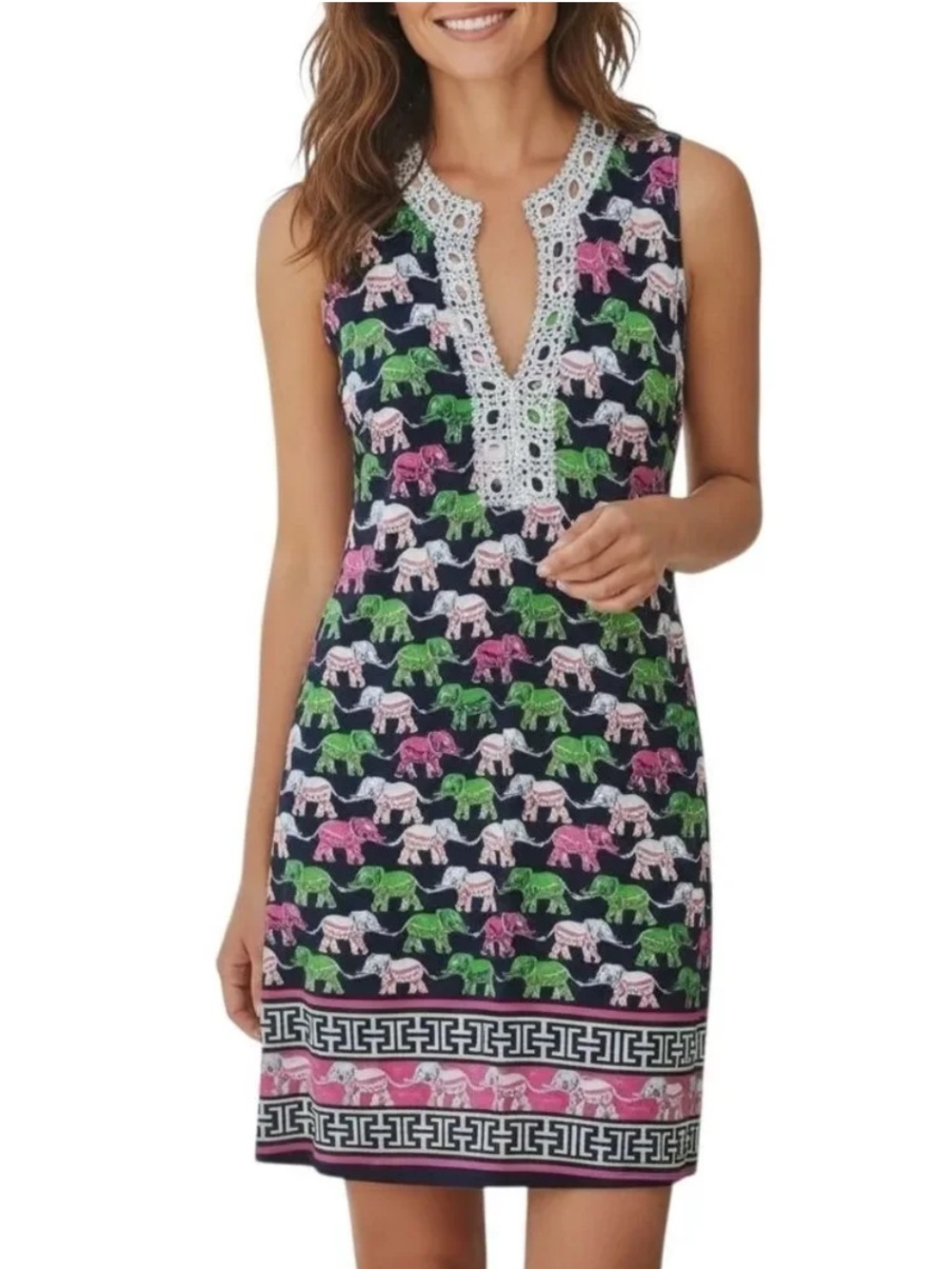 Crown & Ivy Elephant Print Sheath Dress Embroidered